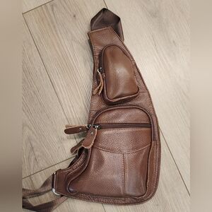 Brown Leather Crossbody Sling Bag for Men